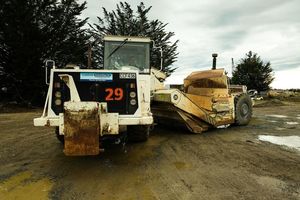 Earthworks scrapers can clear huge amounts of cubic metres of soil in quick time. Earthworks scrapers can clear huge amounts of cubic metres of soil in quick time.