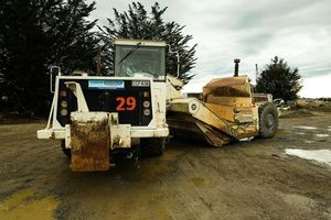 Earthworks scrapers can clear huge amounts of cubic metres of soil in quick time.